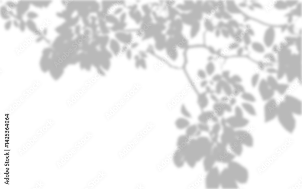 Poster realistic blurred leaf shadow effect isolated on transparent background. blur branch leaves shadow. 