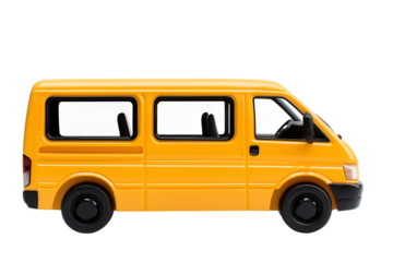 Yellow Van Isolated on White or Transparent Background Clean Minimal Studio Shot
