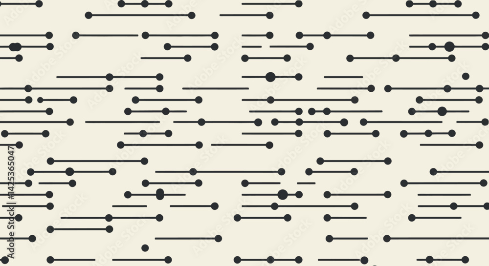 Poster black lines dots on a beige background suggesting a network or pattern