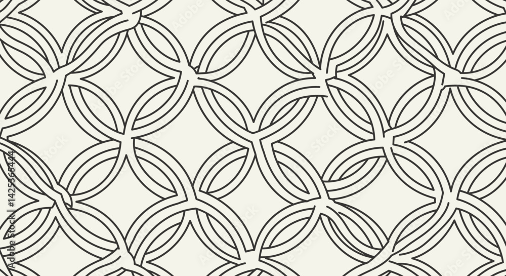 Poster interwoven oval shapes form a repeating diamond pattern on a cream background