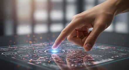 Finger Touching Digital Interface Display