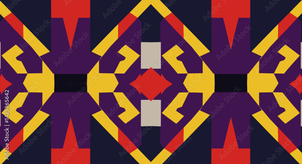 Aufkleber symmetrical patterned composition of geometric shapes a play of colors a vivid abstract design