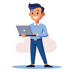 man standing with laptop vector