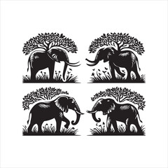 Fototapeta premium create elephant Silhouette Vector with white background 