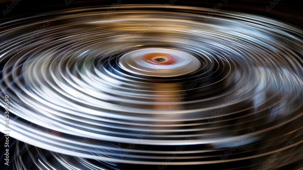 Poster spinning discs create a mesmerizing visual effect.