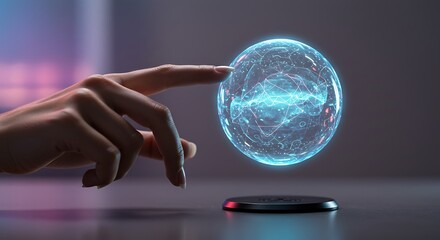 Glowing Orb Touched by Finger
