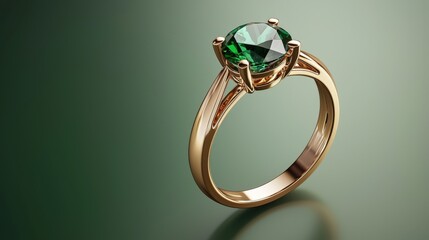 A dazzling emerald gemstone is elegantly set in a classic rose gold solitaire design perfect for an engagement or anniversary.