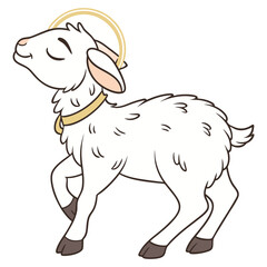 Cute Cartoon Lamb with Halo and Sun – Eid al-Adha Sacrificial Animal Illustration