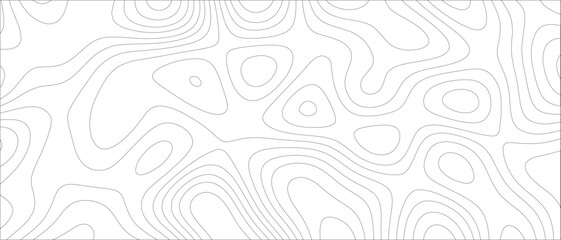 Abstract Topographic map background geographic line. Minimalist, monochrome topographic contour map design with thin, organic, flowing elevation lines. Data visualization, and geographic design