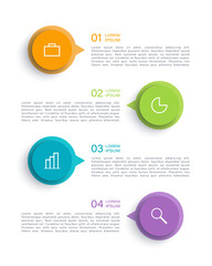 Vertical infographic elements vector illustration with four steps or options. Infographics design template