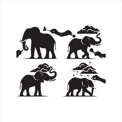 create elephant Silhouette Vector with white background 