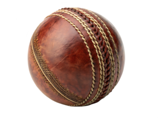Close up of old cricket ball isolated on white background. PNG.AI GENERATED