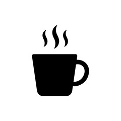 Coffee Mug with Steam Rising - Simple Black Icon