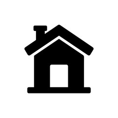 House with Chimney and Door Filled Icon