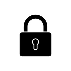 Padlock closed secure flat black icon