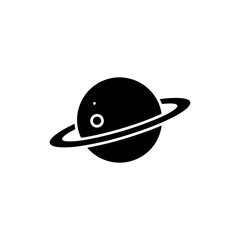 Planet with ring like Saturn flat icon