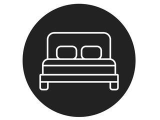 A minimalistic vector illustration of a bed icon perfect for use in a real estate app, furniture e-commerce site, hotel booking website, interior design project, etc.