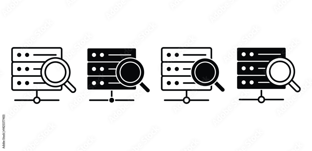 Poster server data security scan icon black white minimalist vector design