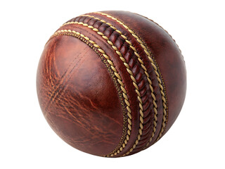 Close up of old cricket ball isolated on white background. PNG.AI GENERATED
