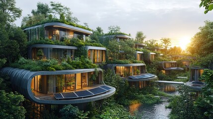 Obraz premium Eco-Friendly Modern Architecture in a Lush Landscape