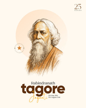 Rabindranath Tagore Portrait - Celebrating Rabindra Jayanti (7th May 1861 - 7th August 1941)