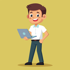 man standing with laptop vector