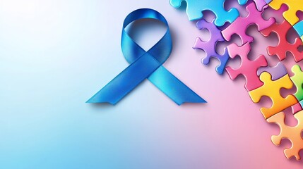 Blue ribbon for autism awareness month