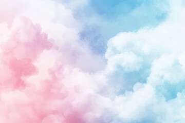 Pastel cloudscape. Soft, dreamy hues of pink, blue, and white clouds