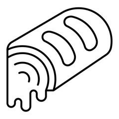 Biscuit roll with jam thin line icon, sweets pastry concept. Vector graphics. Sweet dough roll bun, bakery sign on white background, linear style for mobile or design.