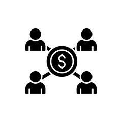 People connections with sharing coin icon
