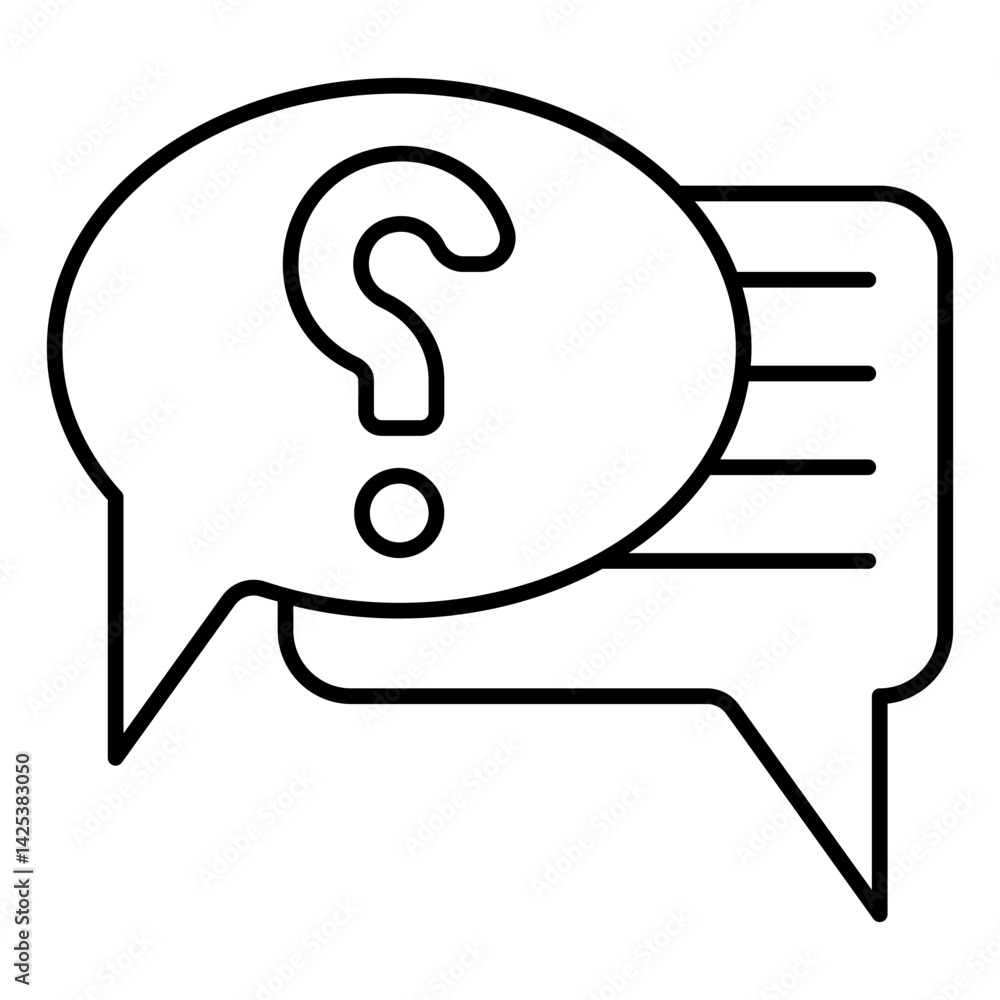 Poster dialog with question message thin line icon, psychology concept. vector graphics. ask and answer bub