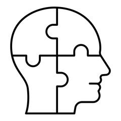 Man head puzzle pieces thin line icon, family psychology concept. Vector graphics. Human head, person sign on white background, linear style for mobile or design.