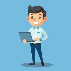man standing with laptop vector