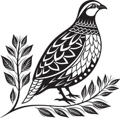 Obraz premium Chukar Partridge bird silhouette vector Illustration