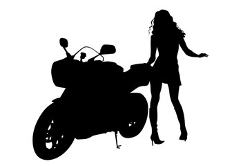 Old big bike and people white background