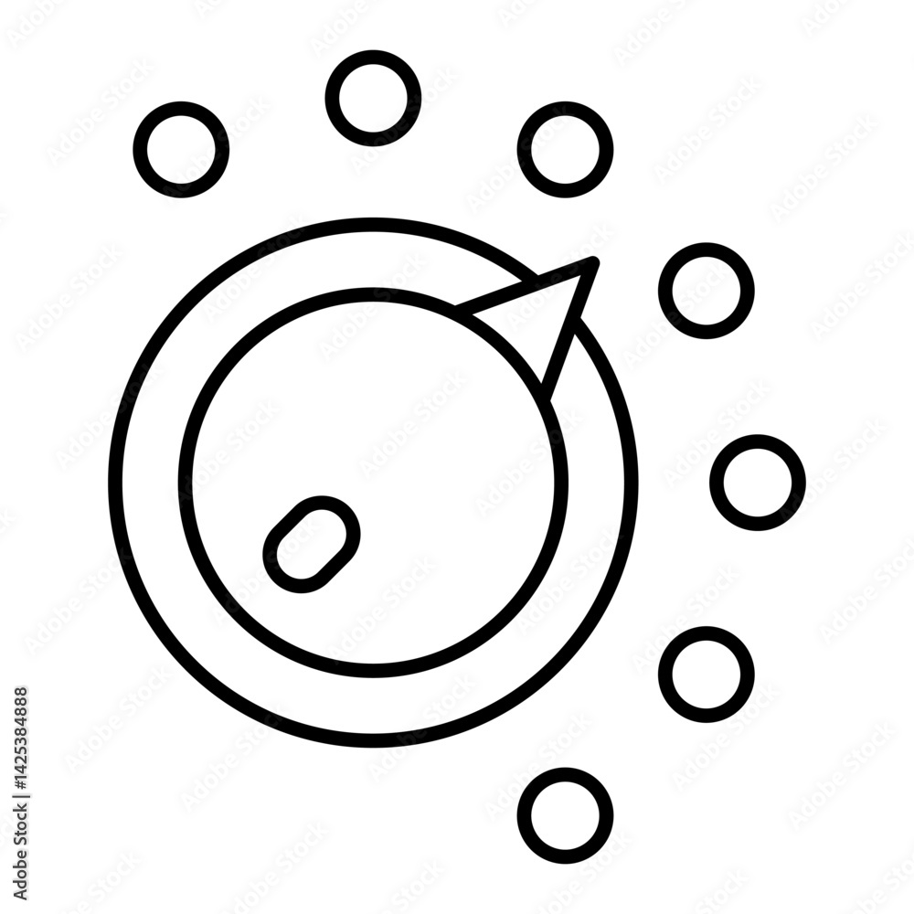Poster timer wheel button thin line icon, laundry service concept. vector graphics. washing mode selection,