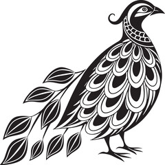 Fototapeta premium Chukar Partridge bird silhouette vector Illustration