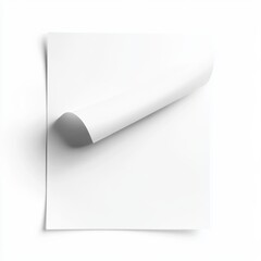 Blank paper sheet, curled corner, studio shot, empty space for mockup
