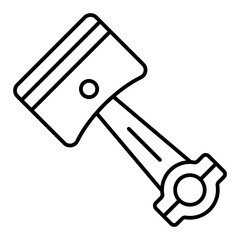 Piston of motor engine thin line icon, car service concept. Vector graphics. Vehicle combustion engine part sign on white background, style mobile or design.