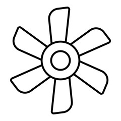 Obraz premium Cooling fan thin line icon, car service concept. Vector graphics. Motor propeller sign on white background, style mobile or design.
