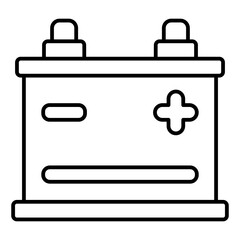 Electric accumulator thin line icon, car service concept. Vector graphics. Battery with plus and minus, electricity sign on white background, style mobile or design.