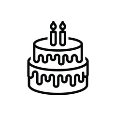 Black line icon for cake