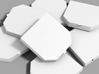 White Blank Cardboard Pizza Boxes Packaging Mockup 3D Rendering