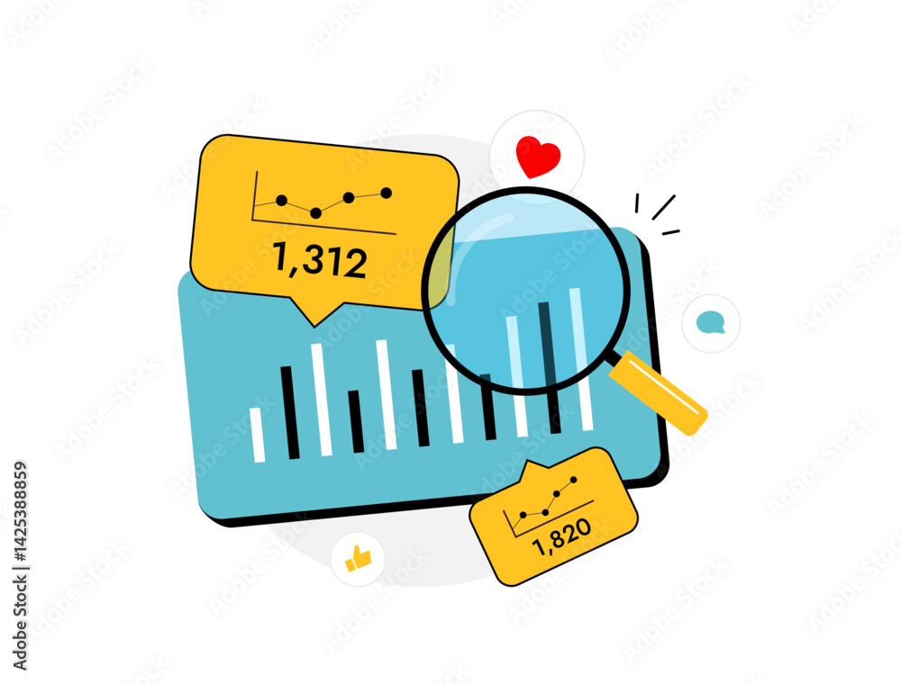 Poster social media analytics dashboard for tracking performance, monitoring trends and user journey analys