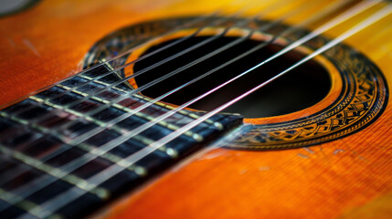 Fototapeta premium Guitar Strings and Neck Focus