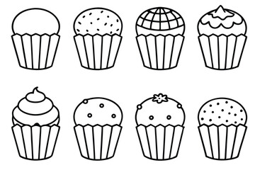 muffins line art illustration in minimalist hand drawing