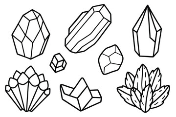mineral identificat line art vintage science crystal study