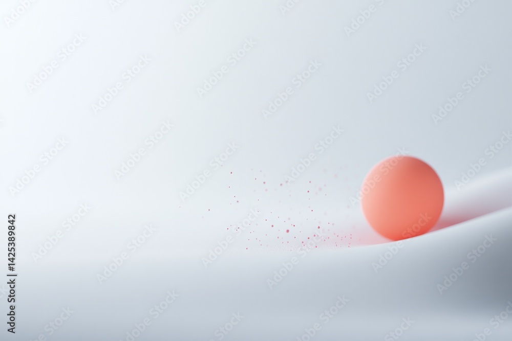 Poster soft pastel sphere rests on flowing surface, creating calm and m