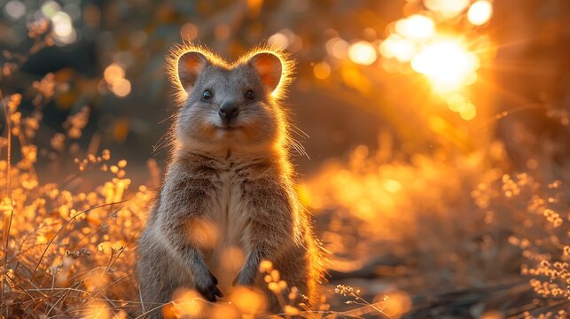**Quokka Smiling Near Trail On Golden Island Path, Sunbeam Wrapped Joy And Warmth --Ar 16:9 --S 997 --V 6.0 --Style Raw** - @Darya (Relaxed)