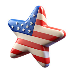 Patriotic Star Illustration Showing The American Flag Colors And Design Isolated On White Background 3D Render